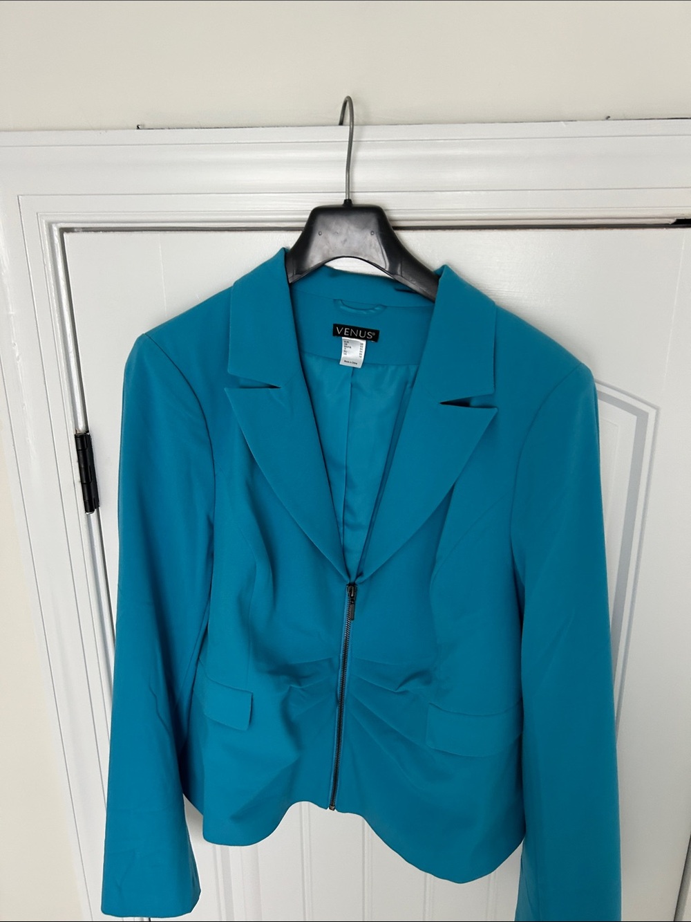 VENUS Teal Zip Front Blazer